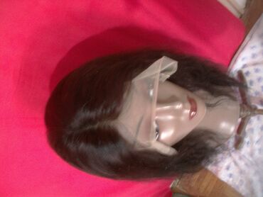 Perike i klipse: Crna lace front perika dužine 75 cm od prirodne kose. Lace front — 2
