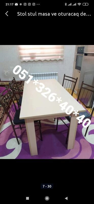 Sifarişlə masa və oturacaq dəstləri: Dördbucaq masa, Mətbəx üçün, Qonaq otağı üçün, Dəhliz üçün, 4 nəfər, Açılan, Azərbaycan, Zəmanətli -da lalafo.az — 15 Sifarişlə masa və oturacaq dəstləri: Dördbucaq masa, Mətbəx üçün, Qonaq otağı üçün, Dəhliz üçün, 4 nəfər, Açılan, Azərbaycan, Zəmanətli — 15