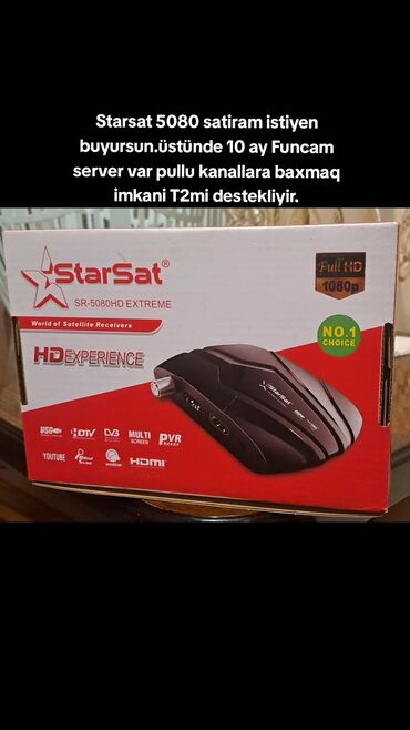 TV tünerlər və resiverlər: Starsat 5080 satiram ustunde Funcam serveri var pullu kanallara baxmaq