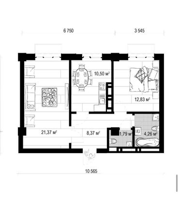мичуринский квартал бишкек цены: 2 комнаты, 59 м², Элитка, 8 этаж, ПСО (под самоотделку)