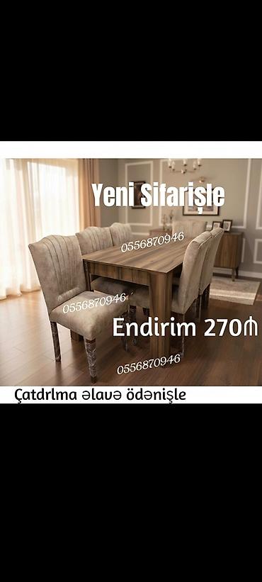 reseption masa: Qonaq otağı üçün, Yeni, Açılmayan, Dördbucaq masa, 6 stul — 1