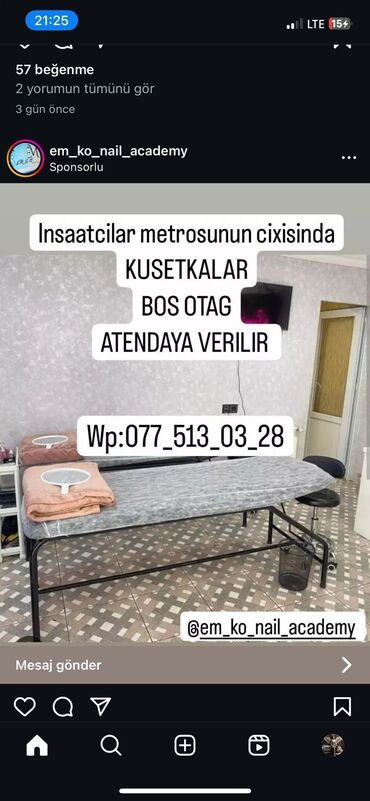 1 otaqli kiraye evler insaatcilar: Insaatcilar metrosunun cixinda icareye otaglar verilir