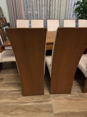 Masa və oturacaq dəstləri: Qonaq otağı üçün, Açılan, Dördbucaq masa, 12 stul — 5