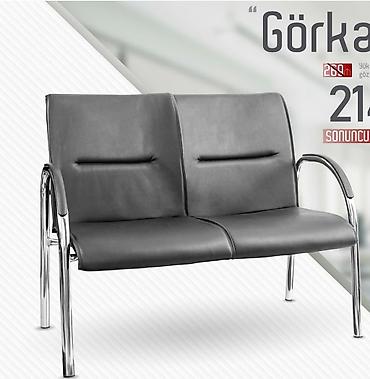 Ofis mebeli: İki nəfərlik gözləmə oturacağı - Rəng: tünd boz/qaraya yaxın - — 1