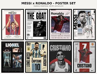 Набор постеров “Messi x Ronaldo” - Комплект из 8 постеров с легендами