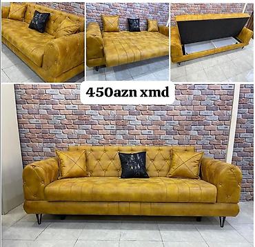 Divanlar: Tek divan – 450 AZN - Müasir dizayn: dərin kapitone tikişlər, qızılı — 34