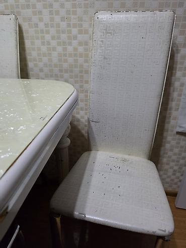 islenmis masa: Mətbəx üçün, İşlənmiş, Açılmayan, Dördbucaq masa, 6 stul — 4
