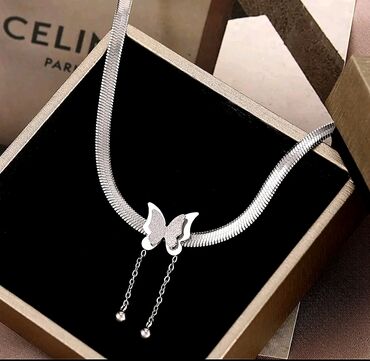 srebrni nakit kompleti: Predivna ogrlica sa leptirom, materijal hiruski celik