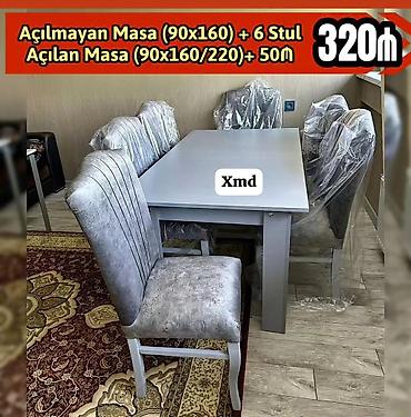 metbext stullari: Qonaq otağı üçün, Yeni, Dördbucaq masa, 6 stul — 1