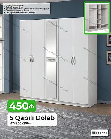 casio sumqayit: 5 qapılı paltar dolabı – 47×200×200 sm - Material: 18 mm laminat - — 1
