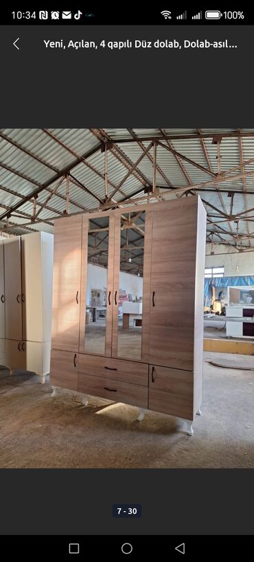 Dolablar: Açılan, 4 qapılı Düz dolab, Qarderob, paltar dolabı — 18