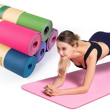 коврик для фитнеса и йоги: Коврик для занятий йогой. Цвета разные. Размер коврика:(6см)