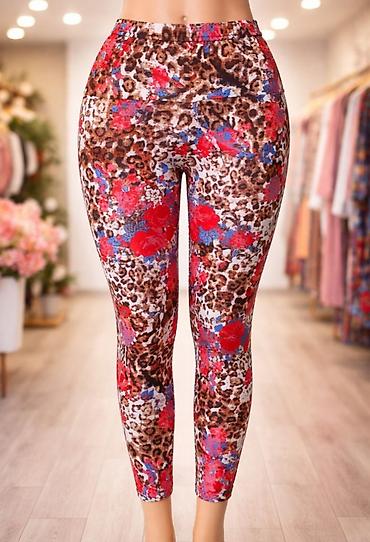 helanke m: Ženske helanke sa printom – kombinacija leopard uzorka i cvetnih — 1