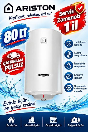 Ariston 80 l, Yeni, Kredit yoxdur, Pulsuz çatdırılma, Rayonlara çatdırılma