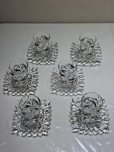 tom stekan: Çay dəsti, Xrustal, Bohemia, 6 nəfərlik, Çexiya — 1