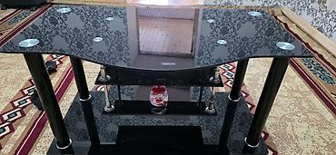 furniture: Qara şüşə TV stendi - Material: qalın temperli qara şüşə (yuxarı — 1
