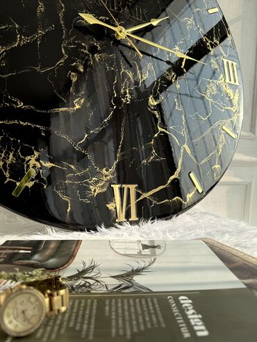 Часы для дома: Настенные часы ручной работы на заказ в стиле «черный мрамор» с — 18
