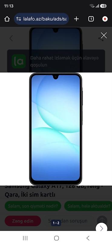 iphone 12 mavi: Samsung Galaxy A17, 128 GB, rəng - Qara, Barmaq izi, Face ID — 2