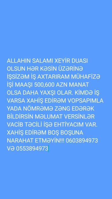 Mühafizə, təhlükəsizlik: Mühafizəçi, Kişi, 35 yaş, Təcrübəsiz — 6