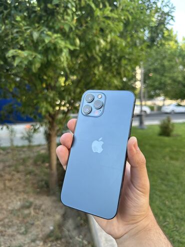 Apple iPhone: IPhone 12 Pro Max, 128 GB, Pacific Blue, Zəmanət, Simsiz şarj, Face ID