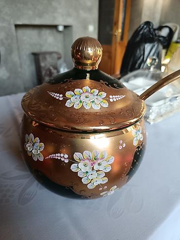 meyvə vitrin: Bohemia əl işı şüşə punch/kompot dəsti - Mənşə: Bohemia — 2