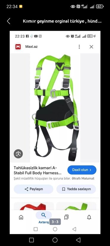 Digər kişi geyimləri: Yüksək işlərdə işləmək üçün, təhlükəsizlik kəməri