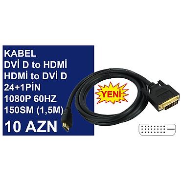 kompüter barter: DVİ Kabellər ⭐Display Port to DVİ D 1,8m 1080P 60HZ – 15 AZN ⭐DVİ D — 5