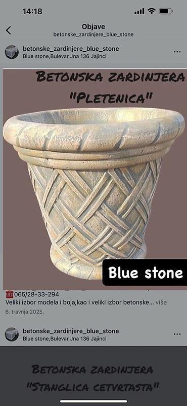 krava tekstil: Betonska žardinjera “Pletenica” – Blue stone - Materijal: armirani — 1