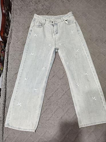 mind error jeans: Джинсы, Прямые, Средняя талия, С вышивкой, XL — 1