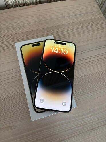 Apple iPhone: IPhone 14 Pro Max, Б/у, 128 ГБ, Золотой, Зарядное устройство, Чехол, Кабель, 83 %