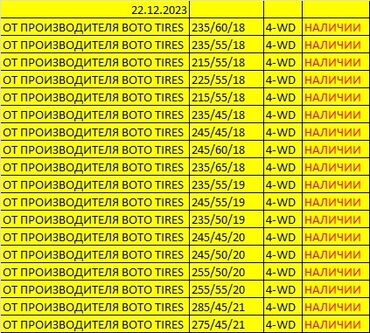 Шины: Новое поступление от марки Бото 
Звоните или напишите на вотсап — 10