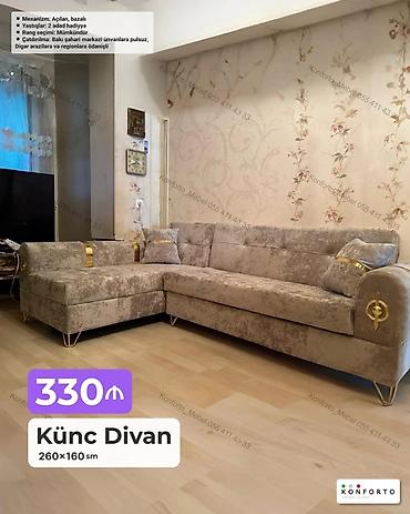 Ev və bağ: Künc Divan – 260×160 sm - Mexanizm: açılan, bazalı (yataq funksiyası — 1