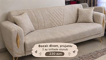 kunc divan deri: Divan 2 cə ay istifadə olunub Gəncə Bej rəngli, zərif dizaynlı 3 — 1