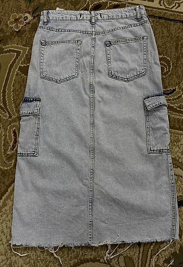 uşaq çimərlik geyimləri: Cins ətək – cargo üslubunda, açıq boz rəng - Material: qalın denim - — 2