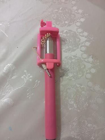 self: Özçəkmə çubuğu (selfie stick) – simli, mexaniki düyməli, çəhrayı rəng — 4