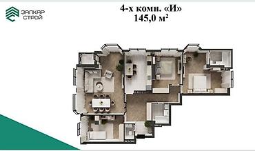квартиа: 4 комнаты, 145 м², Киргизия 1 Элитка, 7 этаж, ПСО (под самоотделку) — 7