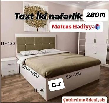 İki nəfərlik taxt - Ölçülər: Uzunluq 200 sm, En 160 sm, Başlıq