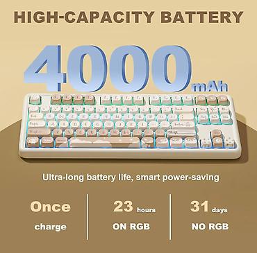 pbt: Клавиатура, Yunzii, Механическая, Bluetooth, Проводное подключение, Размер: 65% — 3