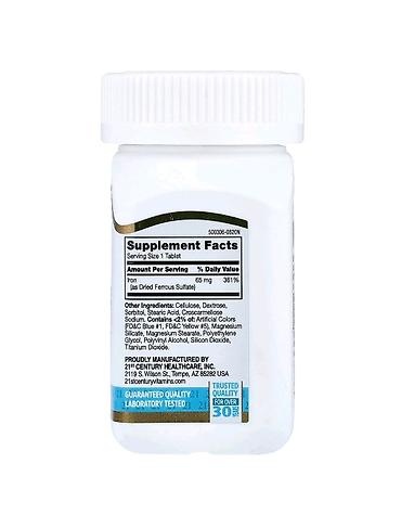 Gözəllik və sağlamlıq: Məhsul: 21st Century Iron 65 mg (Ferrous Sulfate 325 mg) – yüksək — 2