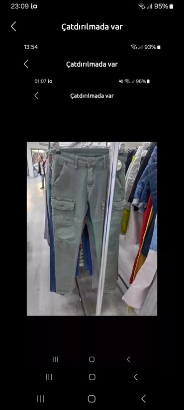 tek pencekler kisi ucun: - Məhsul: Yaşıl rəngli kişi/kadın cargo şalvarı - Model: Skinny/fit