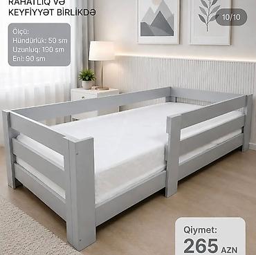 Uşaq/yeni yetmə üçün taxta çarpayı – mühafizə bortları ilə Ölçülər: - lalafo.az -da Uşaq/yeni yetmə üçün taxta çarpayı – mühafizə bortları ilə Ölçülər: -