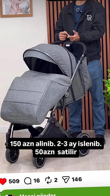 essek arabasi: Uşaq arabası – qatlanan, tək əllə idarə oluna bilən model — 1