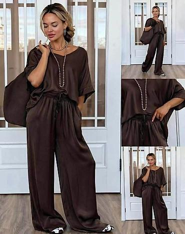 rosra sat: Zenski set dvodelni – široke pantalone i oversized majica kratkih — 1