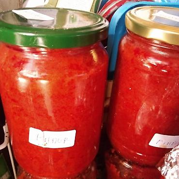 Prehrambeni proizvodi: Domaći ajvar i pindžur u teglama. - Ajvar od pečenih paprika – sitno — 5
