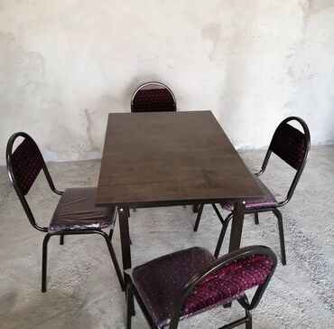 Sifarişlə restoran üçün masa və oturacaq dəstləri: Stullar ilə, Dördbucaq masa, 4 nəfər, Azərbaycan, Zəmanətli, Kredit yoxdur, Ödənişli quraşdırma — 12