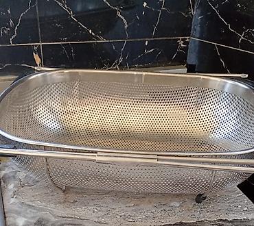 kuxna perde: Açılıb-yığılan süzgəc - Material: paslanmayan polad (inox), dayanıqlı — 2