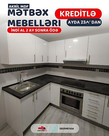 kukna mebili: Sifarişlə mətbəx dəsti, Özü çəkən petlələr, Sadə laminat, Kredit var, Pulsuz çatdırılma — 2