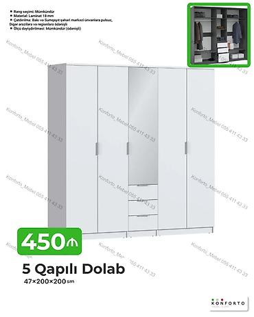 Dolablar: 5 qapılı paltar dolabı – 47×200×200 sm - Material: 18 mm laminat - — 1