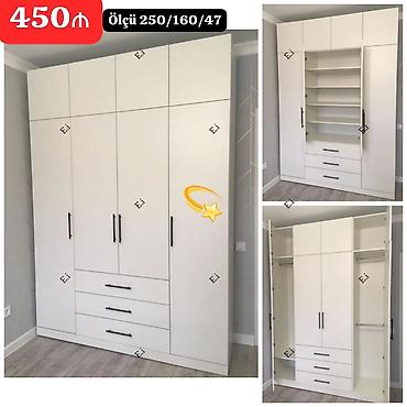 qapi ustu asmalar: Ağ rəngli çoxfunksiyalı qarderob şkafı - Ölçü: 250/160/47 sm — 1