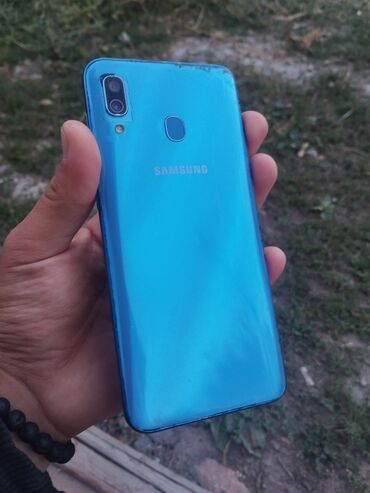 самунг: Samsung A30, Колдонулган, 32 GB, түсү - Көгүлтүр, 2 SIM